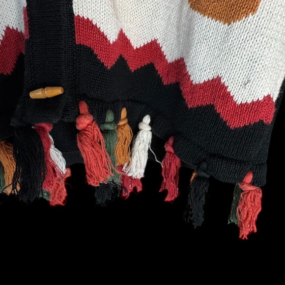 Yo Yo Cotton/Ramie Oversized Vintage Tassel Trim Cardigan Sz S - Picture 4 of 7